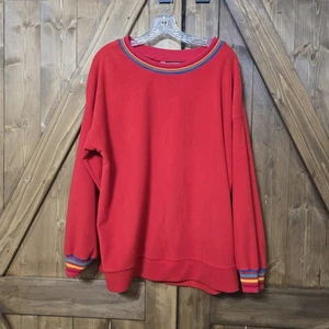 Sudadera de Vellón Rojo XL Gran Tamaño Arco Iris Cuello y Puños Acogedor Pullover - Imagen 1 de 5