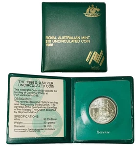 Moneda de plata sin circular de 10 dólares de la primera flota del bicentenario australiano 1988 - Imagen 1 de 4