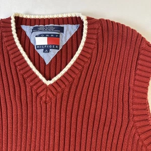 Tommy Hilfiger Ribbed Knit V-neck Sweater Vest Men's Medium Preppy Classic Core - Picture 1 of 7