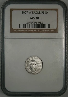 2007-W $10 Burnished Tenth Ounce Platinum Eagle NGC MS70 - Image 1 of 3
