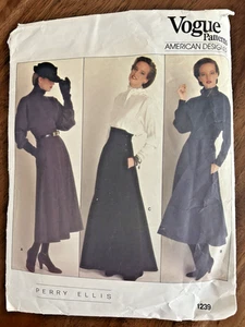 FALDA ACAMPANADA PERRY ELLIS Misses Gored Patrón Diseñador Años 80 VOGUE 12 Talla 12 - Imagen 1 de 9