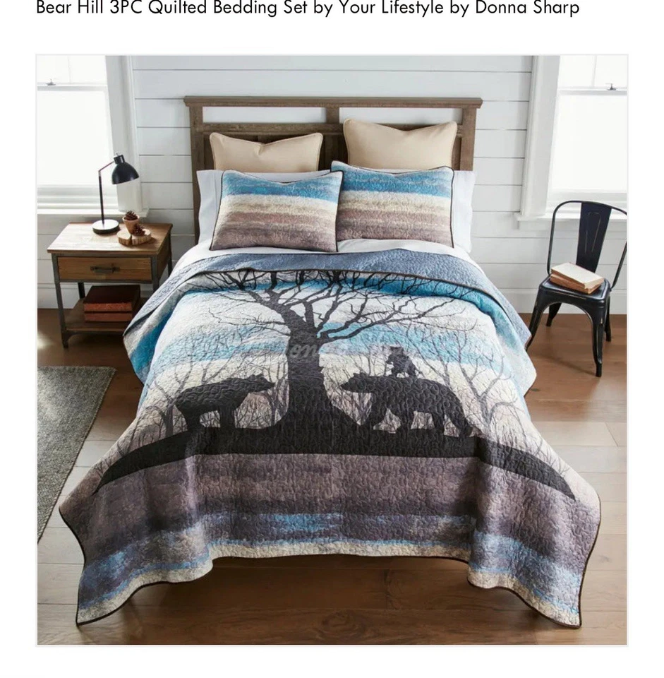Bear Hill 3PC Quilted Bedding Set by Donna Sharp Full/Queen FREE SHIPPING - Image 1 of 4
