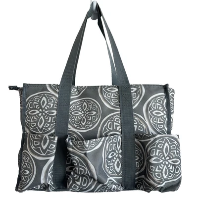 Bolso de Mano Thirty-One Woodblock Caprichoso Cremallera Superior Organizador Utilidad Llevar Todo Foto 1 de 4