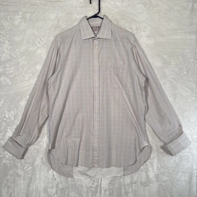 Thomas Rosa Largo Para Hombre 16 Talla 36 Sm Cuadros Manga Larga Preppy Business Foto 1 de 4