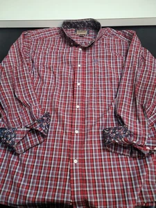 Ariat Shirt Mens Red Plaid Casual Button Up Long Sleeve Large Western Wrinkle Fr - Picture 1 of 10