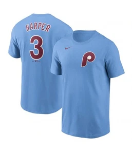 Nike Bryce Harper Philadelphia Phillies Player T-Shirt 3 Home Fuse Blue Size Lrg - Picture 1 of 5