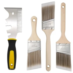 Wood Handle Four Piece Paintbrush Set with Efficient Paint Holding Capacity - Picture 1 of 6