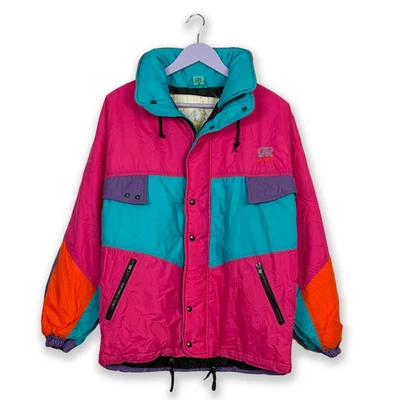 Veste De Ski/Snowboard Vintage Rose Et Bleue Avec Zip - Taille 44 Homme - Photo 1/4