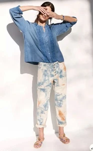 Anthropologie Pilcro The Wanderer Pantalones Relajados Pantalones Tie Dye Botón Delantero 26 - Imagen 1 de 15