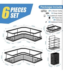 4 Pack Corner Shower Caddy Bathroom Organizer Storage Shelf No Drilling Rack - Picture 1 of 6