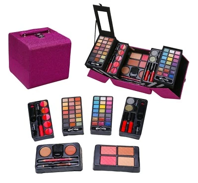 CAMEO GLITTER SKIN CARRY ALL EYESHADOW LIP FACE MAKEUP TRAIN CASE KIT - Image 1 of 2