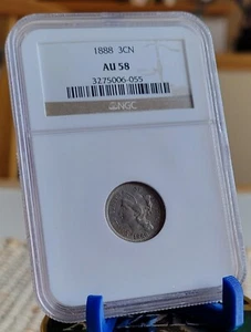 1888 Three Cent Nickel 3CN NGC AU58 - Picture 1 of 2