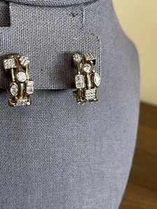 Gold Over Sterling Silver Designer Pierced Hoop Earrings Modernist Design. - Picture 1 of 6