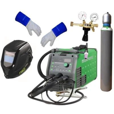 Migatronic Focus TIG 200 AC/DC HP PFC WIG Schweißgerät Komplettset + Schweißhelm - Bild 1 von 4