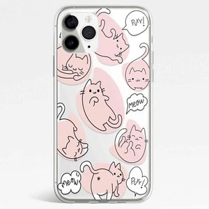 Cartoon Cute Cat Abstract Art Phone Case for Iphone 15 14 13 12 11ProMax XR 7 8+ - Picture 1 of 10