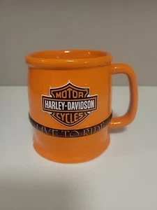 Tazza da caffè Harley Davidson Live To Ride base con chip arancione e nero - Foto 1 di 4