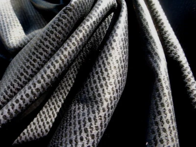 lambskin leather Ultrathin hide Black on Blue Wavy Pinstripe Print semi gloss - Image 1 of 4