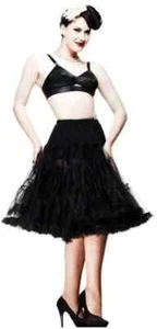 Sottogonna sottogonna Hell Bunny XS-M tulle nero retrò anni 50 swing rockabilly - Foto 1 di 11