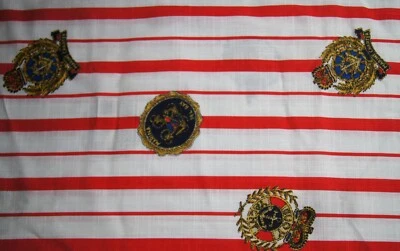 Parches Marina de 2 yardas en tela de mezcla de algodón y lino rayas rojas blancas 73" X 44" Foto 1 de 2