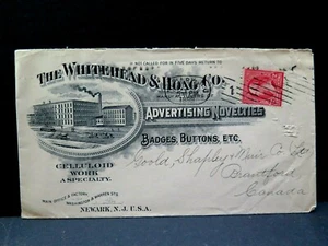 1899 WHITEHEAD HOAG POSTBRIEF WERBUNG ABZEICHEN KNÖPFE FRÜHE PINBACK HERSTELLER - Bild 1 von 5