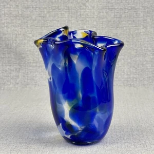 Signed MMP Studio Art Glass Cobalt Blue Vase 2006 - 5.5" - Picture 1 of 10