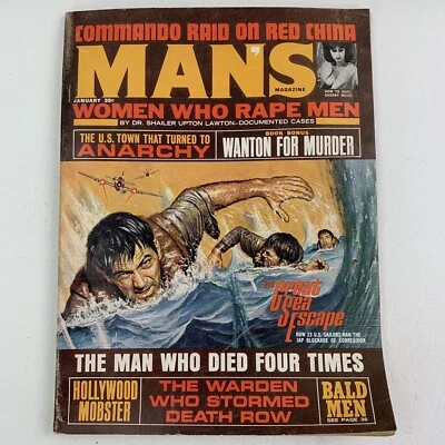 Man’s Magazine Jan 1965 Men's Pulp Great Sea Escape Women Who Rape Men - Image 1 of 4