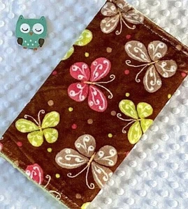 Handcrafted, Butterfly Minky Print & Green Minky Bubble Baby Burp Cloth  - Picture 1 of 2