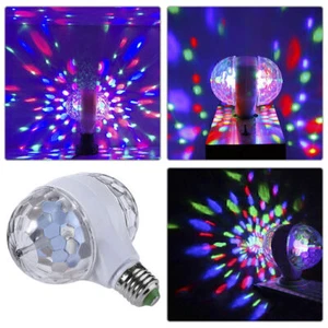 E27 6W Disco Party Lights Ball Stage Light Strobe LED Bulb DJ RGB Rotating Lamp - Picture 1 of 12