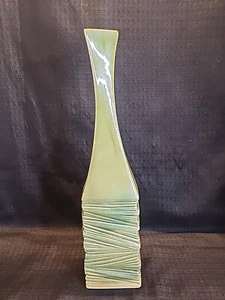 Olive Green Morphed Shape Ceramic Vase 18.5" Tall Multi Tone - Picture 1 of 8