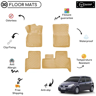 Alfombrilla de goma moldeada personalizada para Renault Scenic 2 2003 - 2009 beige Foto 1 de 4