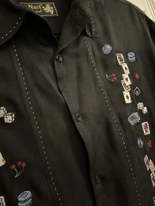 Camisa POKER NAT NAST Para Hombres Manga Larga Con Botones Negra Talla Mediana Regalo VEGAS - Imagen 1 de 11