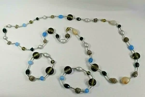 PREMIER DESIGNS NECKLACE & 2 STRETCH BRACELETS LAKESIDE GENUINE QUARTZ AGATES - Picture 1 of 8
