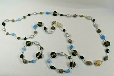 COLLAR PREMIER DESIGNS Y 2 PULSERAS ELÁSTICAS ÁGATAS DE CUARZO GENUINO JUNTO AL LAGO Foto 1 de 4