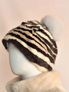 Handgefertigte Nerzpelzmütze, Nerzmütze, Pelzmütze, Winterpelzmütze, Nerzfell, farbiges Fell - Bild 1 von 7