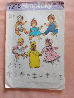 Simplicity 7208 Wardrobe for Baby Dolls Pattern 17" to 18" Size Doll - Image 1 of 2