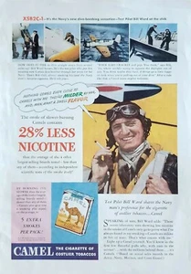 Camel VINTAGE 1941 Cigarette Ad, Test Pilot Bill Ward XSB2C-1 Dive Bomber - Picture 1 of 1