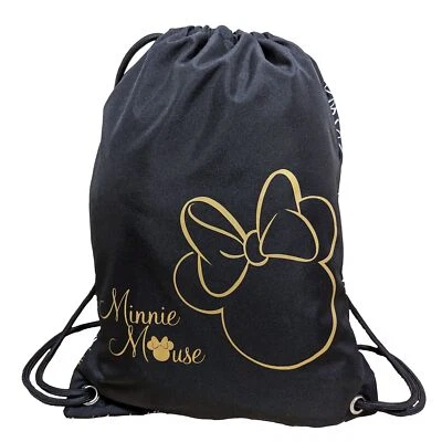 MINNIE MOUSE Rucksack Kordelrucksack Mädchen Frauen Freizeit schwarz weiβ gold - Bild 1 von 3