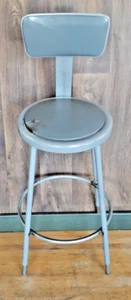 Vintage Krueger Industrial Padded Factory Stool adjustable & removable Back USA - Picture 1 of 7