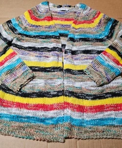 Misslook Womens Loose Knit Open Sweater W Pockets Multicolored No Buttons Large - Picture 1 of 9