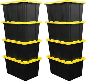 BLACK & YELLOW 27-Gallon Storage Bin Heavy Duty Plastic Storage Pack - Picture 1 of 11