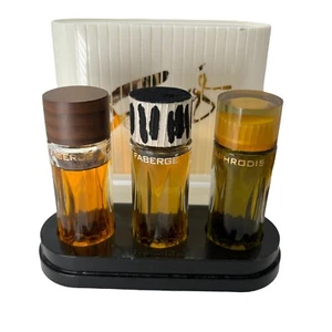 Vtg FABERGE Trio Perfume Set Women 1955 Aphrodisia Woodhue F Sharp Almost Full - Picture 1 of 5