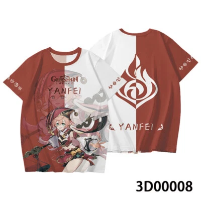 Anime Genshin Impact YanFei Cosplay Dibujos Animados Figura Camiseta Manga Corta @16 Foto 1 de 3