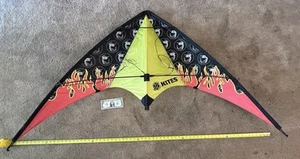 5’ 5”wingspan X-Kites Delta stunt Kite Flame model dual line older Flames Yellow - Picture 1 of 6