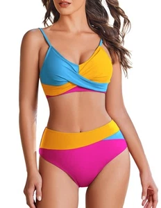 Women's High Waisted Bikini Set 2025 Tummy Control Swimsuits Two Piece Swim S... - Picture 1 of 6