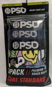 PSD Boxer Briefs 3 PACK Soft Microfiber FACE MELTER SMILEY DROPS 7" INSEAM - Picture 1 of 19