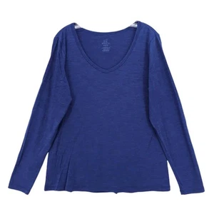 WOOLX Layla Top Long Sleeve Merino Wool Blend Stretch Blue Heather EUC Size XL - Picture 1 of 6