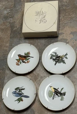 Set Of 4-NEIMAN MARCUS/Fitz And Floyd-Bird On A Branch Series-c 1975-Japan-A++++ - Image 1 of 4
