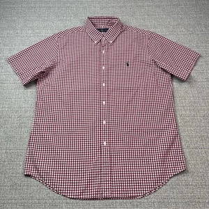 Polo Ralph Lauren Shirt Men's Large Red Gingham Plaid Blue Pony Short Sleeve - Picture 1 of 10