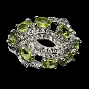 925 Sterling Silver Ring Oval Peridot 5x3mm Natural Gemstone Jewelry Size 7 - Picture 1 of 13