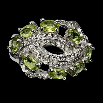 925 Sterling Silver Ring Oval Peridot 5x3mm Natural Gemstone Jewelry Size 7 - Image 1 of 4